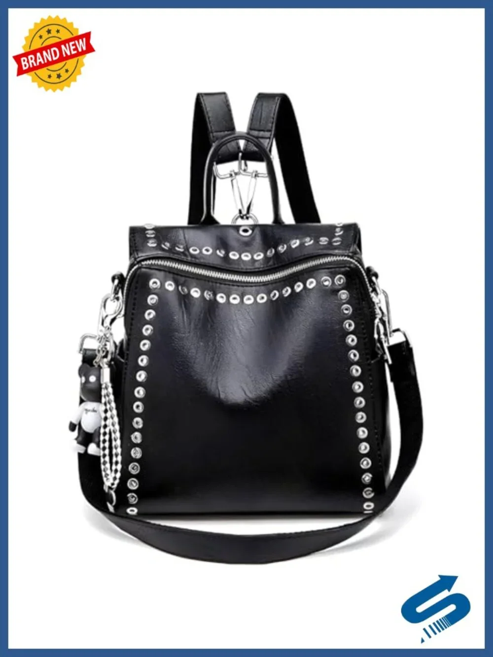PU Leather Convertible Backpack Purse Tote Shoulder Bag Travel Work